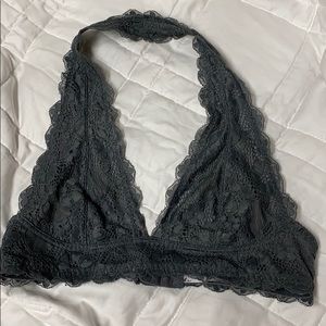 Gray Free People Galloon Lace Halter Bra